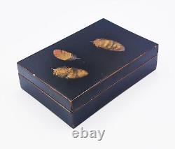 FINE JAPANESE ZOHIKO BLACK LACQUER FEATHER BOX 20th Century