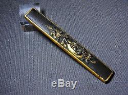 FINE Kyo-GOTO KOZUKA Japanese Edo Samurai Antique Sword fitting HOTEI c686