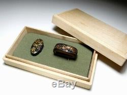 FINE MINO-Scool Crickets FUCHI/KASHIRA 18C Japanese Edo Original Antique Tsuba