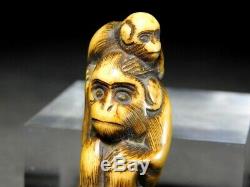 FINE Monkeys NETSUKE 18-19thC Japanese Edo Antique for Inro