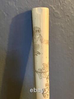 FINE QUALITY ANTIQUE WALKING CANE STICK HAND CARVED Chinese or Japanese