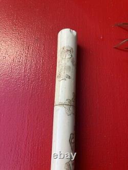 FINE QUALITY ANTIQUE WALKING CANE STICK HAND CARVED Chinese or Japanese