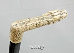 FINE QUALITY ANTIQUE WALKING CANE STICK HAND CARVED DRAGON Chinese or Japanese