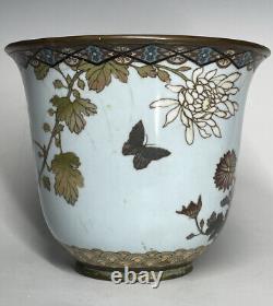 FINE & Rare Silver Wire & Wireless Cloisonne Japanese Meiji Era Cache Planter