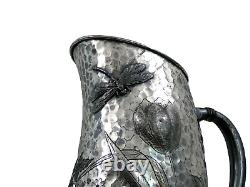 FINE SILVER PLATED WATER PITCHER JAPANESE STYLE Aesthetic Japanesque Dragonfly