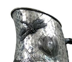 FINE SILVER PLATED WATER PITCHER JAPANESE STYLE Aesthetic Japanesque Dragonfly