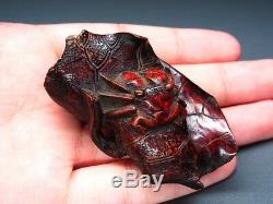 FINE Wooden Carved Crab NETSUKE Japanese Meiji period Antique for INRO f473