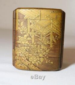 FINE antique Japanese 1800's Meiji period 5 compartment Gold Lacquer Inro ornate