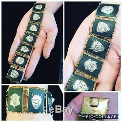 Fab Antique Japanese Antique Immortals' Bracelet (sterling, Enamel & Brass)