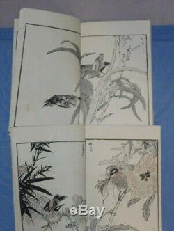 Fine 19thC Japanese Edo Antique Woodblock Printed Book Of Beautiful Birds x 2