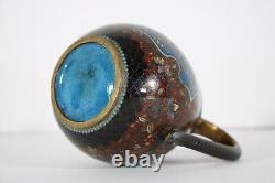 Fine 3.75 Japanese Cloisonne Meiji Tea Creamer Pitcher Flower Hoho Bird