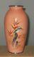 Fine Ando Signed Cloisonne Enamel Vase Peach With Kingfisher Silver Rims Nice+