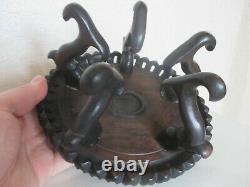 Fine Antique 19thC CHINESE JAPANESE ORIENTAL CARVED WOODEN STAND VASE BOWL etc