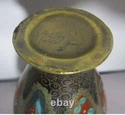 Fine Antique 5 MEIJI-ERA 6-Sided Japanese Cloisonne Vase, circa 1890