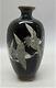 Fine Antique ANDO MEIJI-ERA CLOISONNE Vase with 5 Red Crested Cranes c. 1930