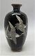 Fine Antique ANDO MEIJI-ERA CLOISONNE Vase with 5 Red Crested Cranes, circa 1930s