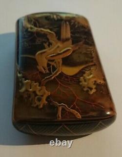 Fine Antique Faux Tortoise Shell Japanese Celluloid Cigar Cigarette Case c. 1900