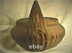 Fine Antique Fine Asian Basket Large Chinese Japanese Ikebana Woven Intricate