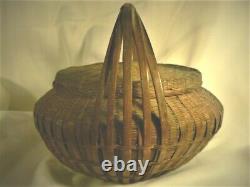 Fine Antique Fine Asian Basket Large Chinese Japanese Ikebana Woven Intricate