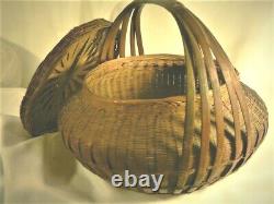 Fine Antique Fine Asian Basket Large Chinese Japanese Ikebana Woven Intricate