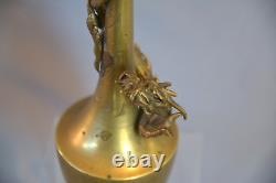 Fine Antique Japanese Bronze & Brass Figural Dragon Vase Meiji Period