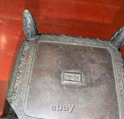 Fine Antique Japanese Bronze Censer with Dragon Sculpture Relief Decoration