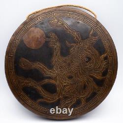 Fine Antique Japanese Bronze Gong With Ho-o Phoenix Bird Decoration Early 20th c