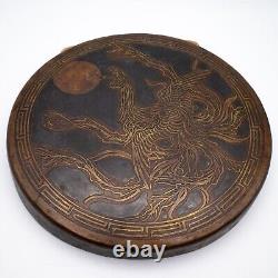 Fine Antique Japanese Bronze Gong With Ho-o Phoenix Bird Decoration Early 20th c