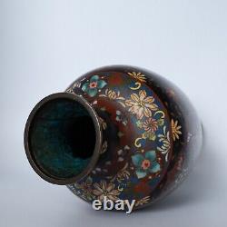 Fine Antique Japanese Cloisonne Enamel Vase Meiji period Height 25 cm 10 EXC