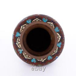 Fine Antique Japanese Cloisonne Vase With a Ho-o Bird and Flowers Meiji Period