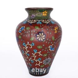 Fine Antique Japanese Cloisonne Vase With a Ho-o Bird and Flowers Meiji Period