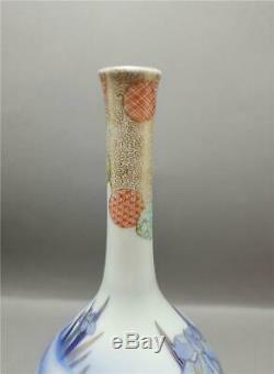 Fine Antique Japanese Fukagawa Koi Carp Vase 9 Character Mark Meiji Period