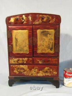 Fine Antique Japanese Gilt & Lacquered 17 Jewelry Box Dresser Chest
