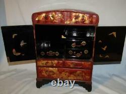 Fine Antique Japanese Gilt & Lacquered 17 Jewelry Box Dresser Chest