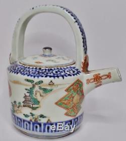 Fine Antique Japanese Imari Polychrome Arch Handle Choshi Sake Kettle Pot Teapot