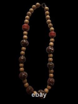 Fine Antique Japanese Lacquered Ojime Bead Necklace 10 Ojime Plus Wooden Beads