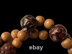 Fine Antique Japanese Lacquered Ojime Bead Necklace 10 Ojime Plus Wooden Beads