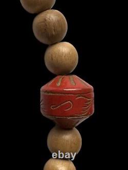 Fine Antique Japanese Lacquered Ojime Bead Necklace 10 Ojime Plus Wooden Beads