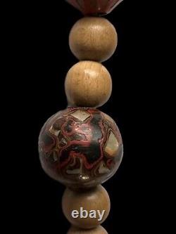 Fine Antique Japanese Lacquered Ojime Bead Necklace 10 Ojime Plus Wooden Beads