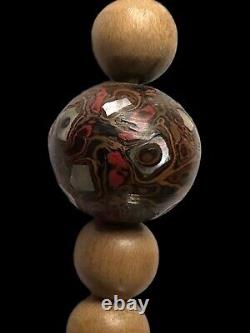 Fine Antique Japanese Lacquered Ojime Bead Necklace 10 Ojime Plus Wooden Beads