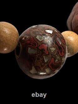 Fine Antique Japanese Lacquered Ojime Bead Necklace 10 Ojime Plus Wooden Beads