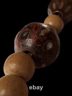 Fine Antique Japanese Lacquered Ojime Bead Necklace 10 Ojime Plus Wooden Beads