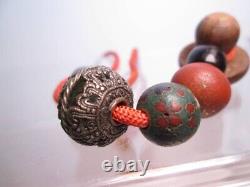 Fine Antique Japanese Lacquered Ojime Bead Necklace 7 Beads