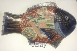 Fine Antique Japanese Large IMARI Porcelain FISH FORM Plate Bowl 19th cent