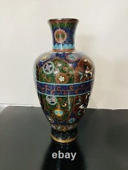 Fine Antique Japanese Meiji Cloisonné Enamel Ginbari 8 inch Vase 19th Century