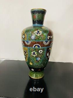 Fine Antique Japanese Meiji Cloisonné Enamel Ginbari 8 inch Vase 19th Century