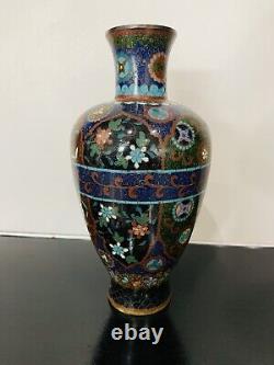 Fine Antique Japanese Meiji Cloisonné Enamel Ginbari 8 inch Vase 19th Century