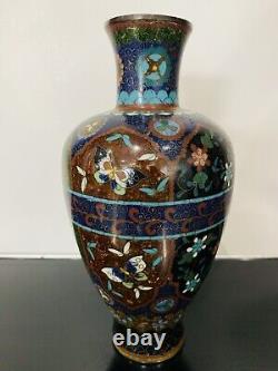 Fine Antique Japanese Meiji Cloisonné Enamel Ginbari 8 inch Vase 19th Century