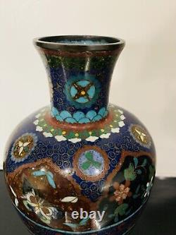 Fine Antique Japanese Meiji Cloisonné Enamel Ginbari 8 inch Vase 19th Century