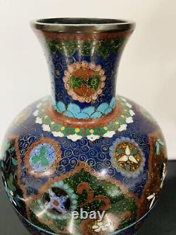 Fine Antique Japanese Meiji Cloisonné Enamel Ginbari 8 inch Vase 19th Century